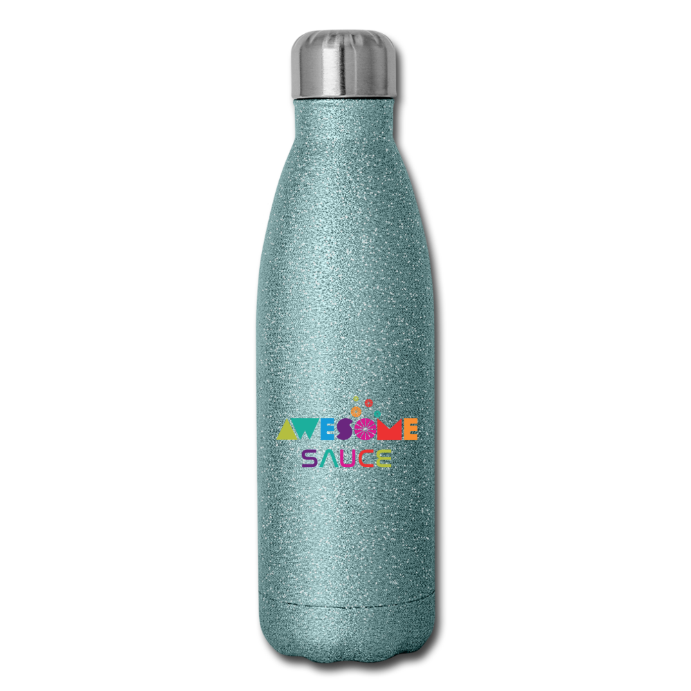 Awesome Sauce! Insulated Stainless Steel Water Bottle - turquoise glitter