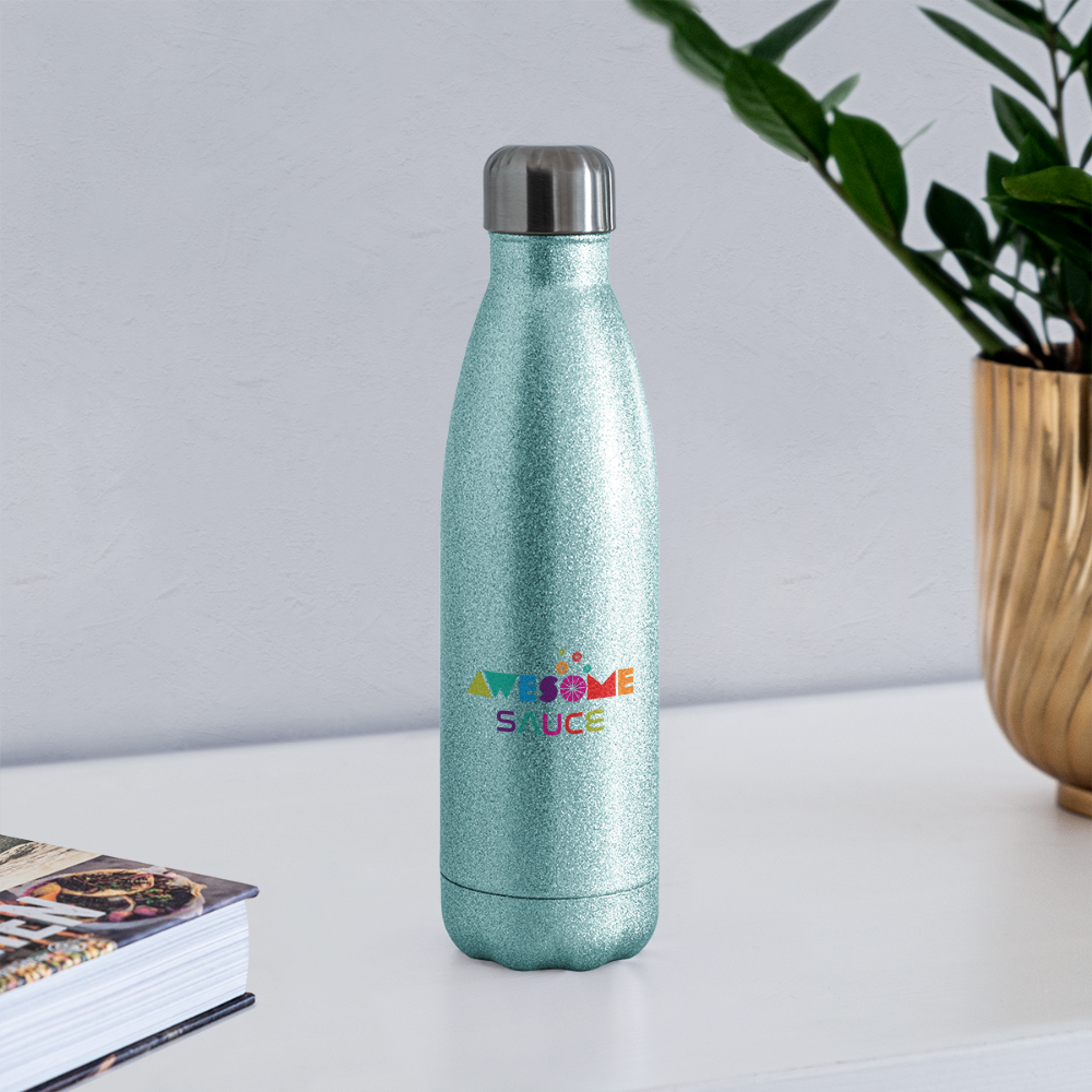 Awesome Sauce! Insulated Stainless Steel Water Bottle - turquoise glitter