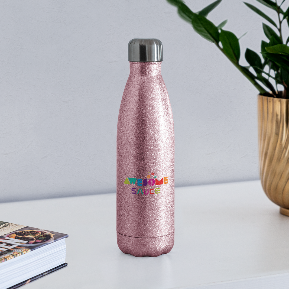 Awesome Sauce! Insulated Stainless Steel Water Bottle - pink glitter