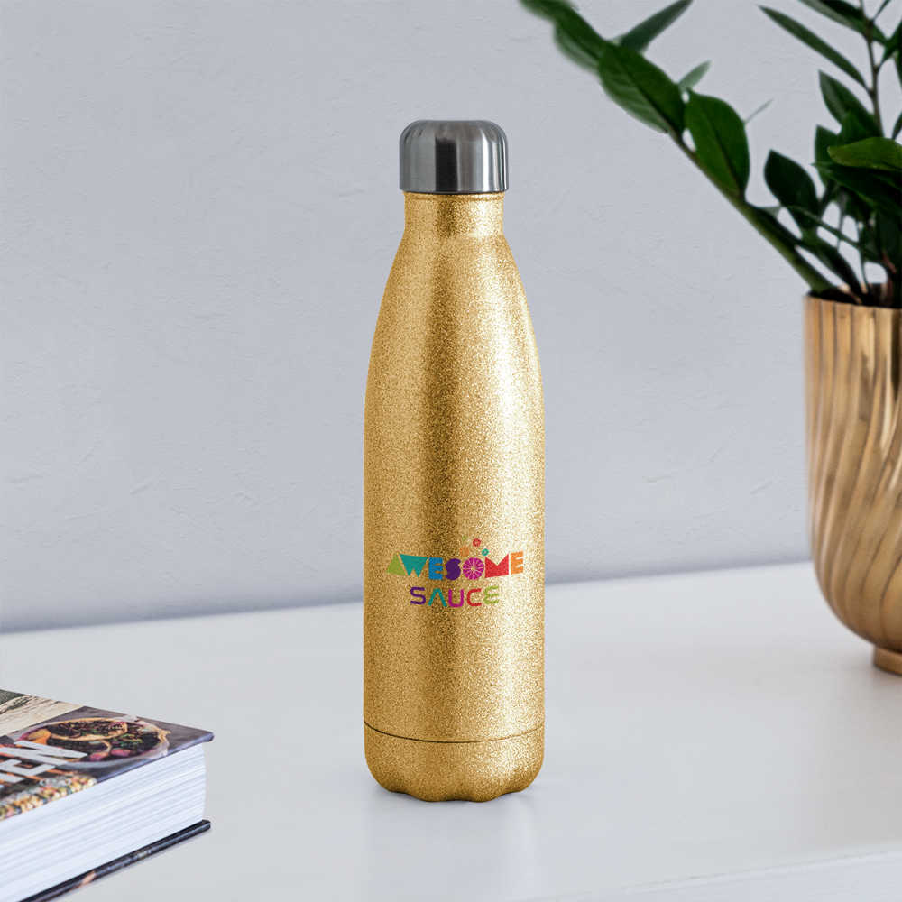 Awesome Sauce! Insulated Stainless Steel Water Bottle - gold glitter