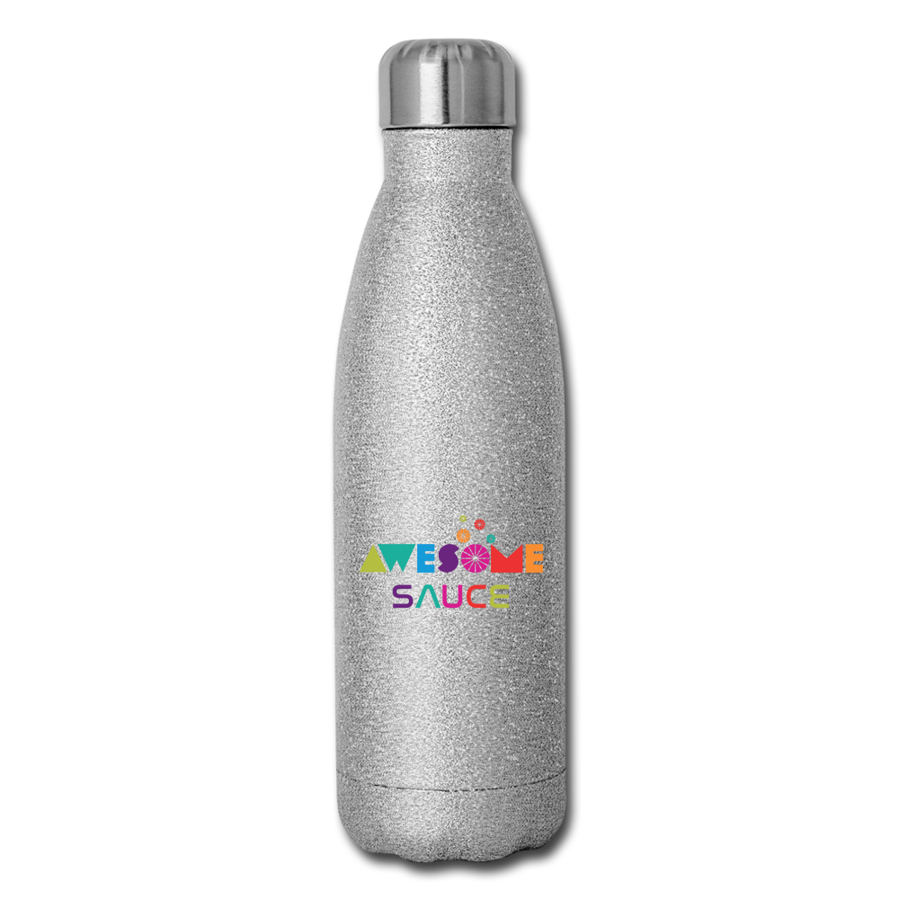 Awesome Sauce! Insulated Stainless Steel Water Bottle - silver glitter