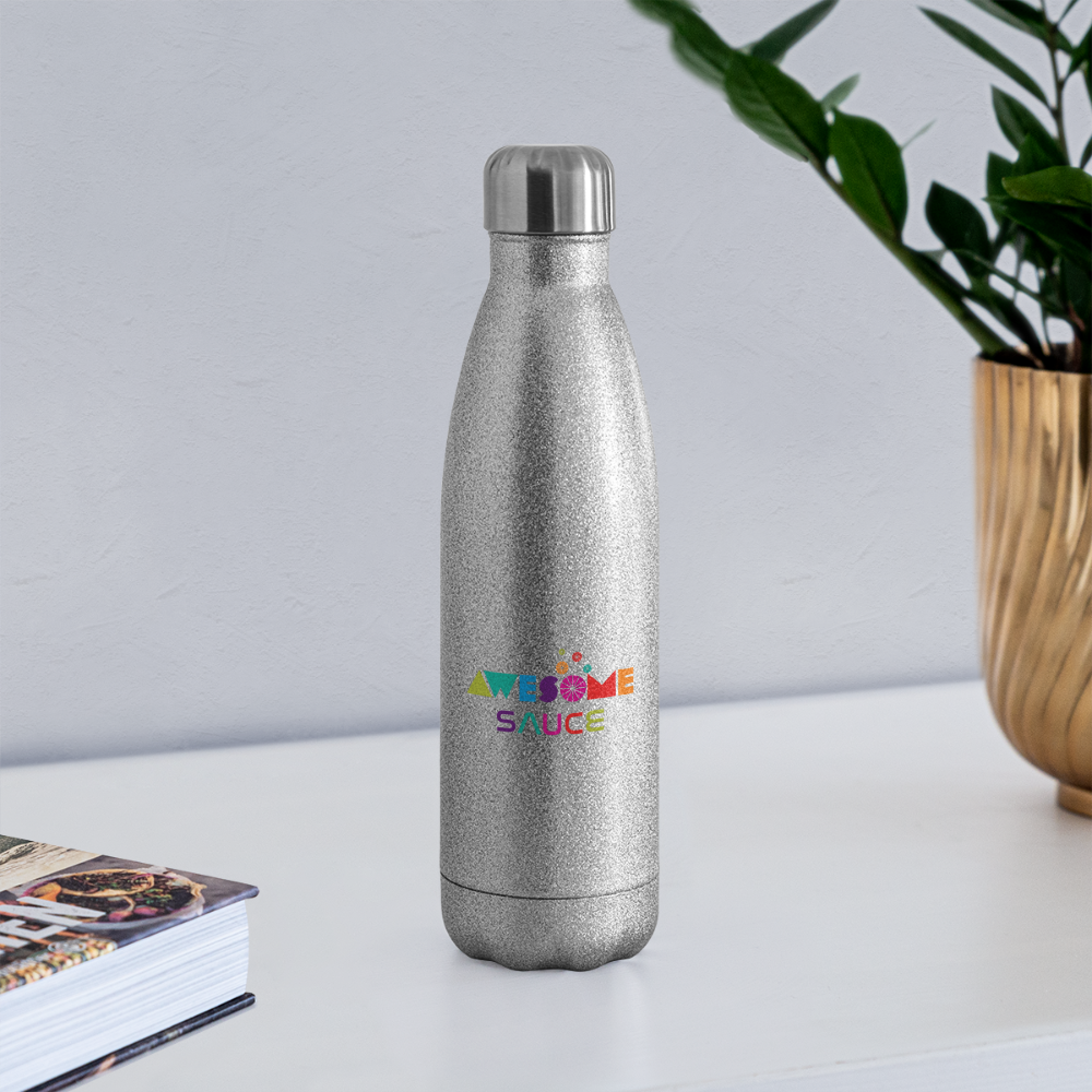 Awesome Sauce! Insulated Stainless Steel Water Bottle - silver glitter