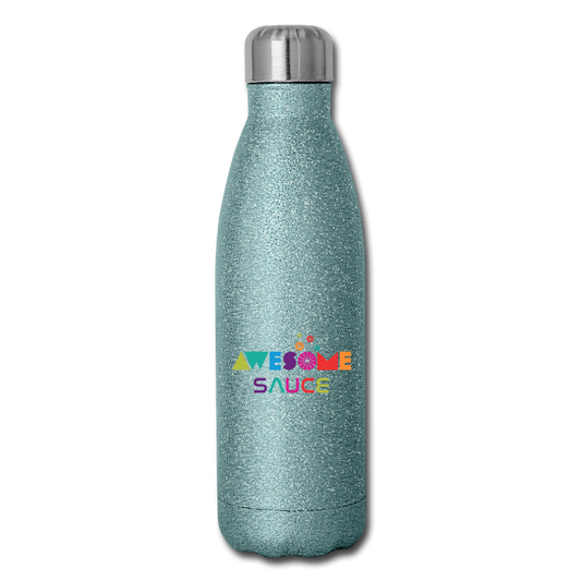 Awesome Sauce! Insulated Stainless Steel Water Bottle - turquoise glitter